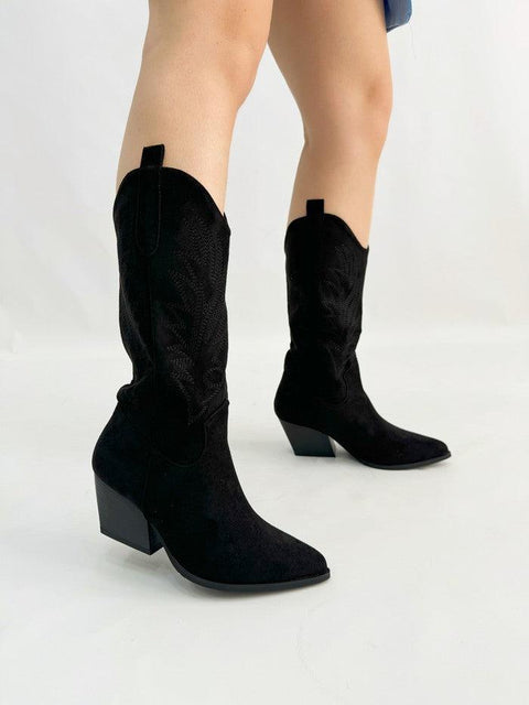 AMELIA- Texano camosciato ricamato
