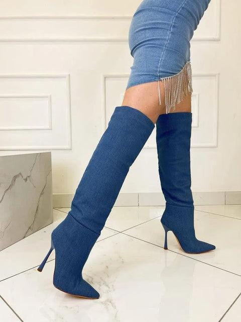 AMYIA- STIVALI CON TACCHI DENIM