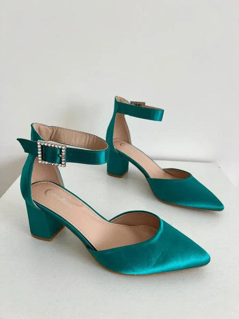 ANNA- Sandalo in raso con cinturino strass