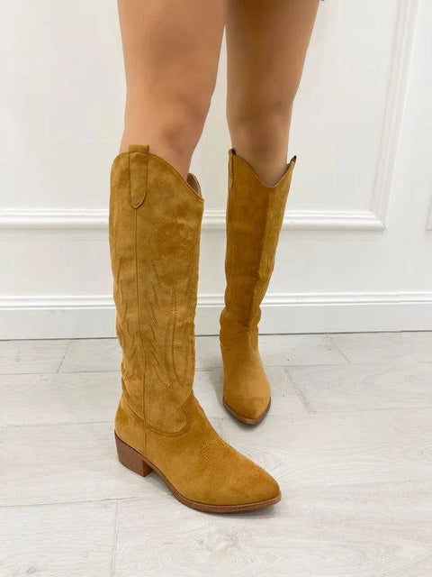 AURELIA- Texano camosciato ricamato