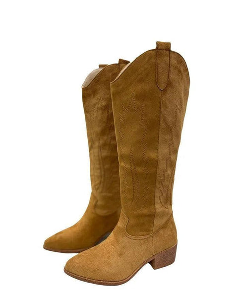 AURELIA- Texano camosciato ricamato
