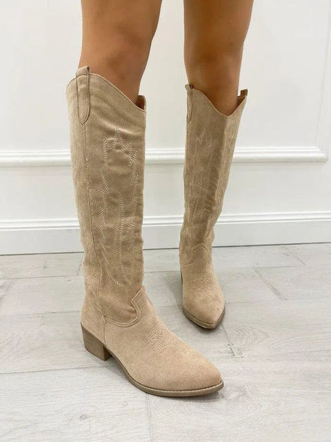 AURELIA- Texano camosciato ricamato