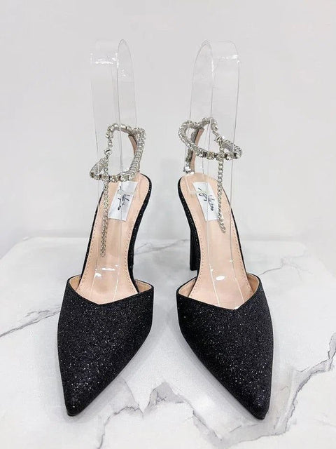 EDNA-Decolletè glitter con cinturina strass alla caviglia
