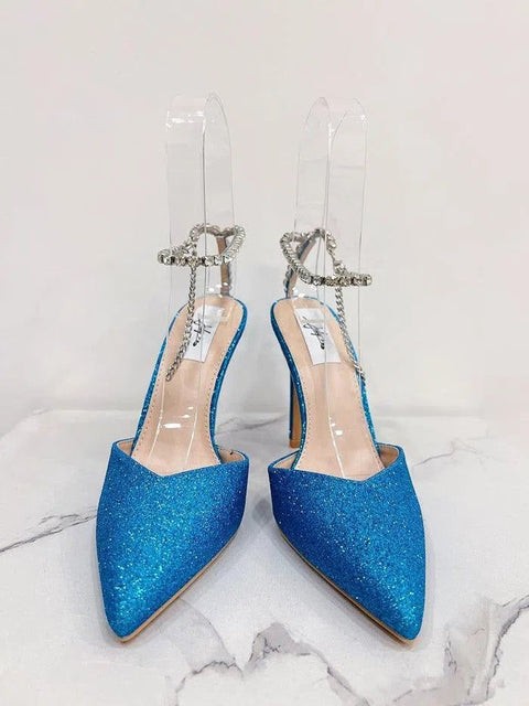 EDNA-Decolletè glitter con cinturina strass alla caviglia