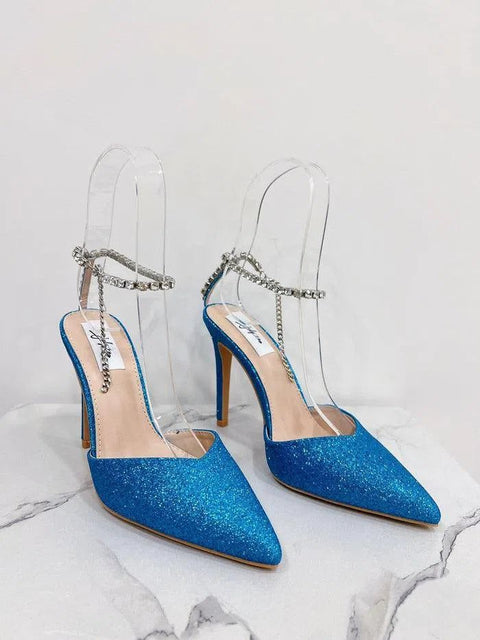 EDNA-Decolletè glitter con cinturina strass alla caviglia