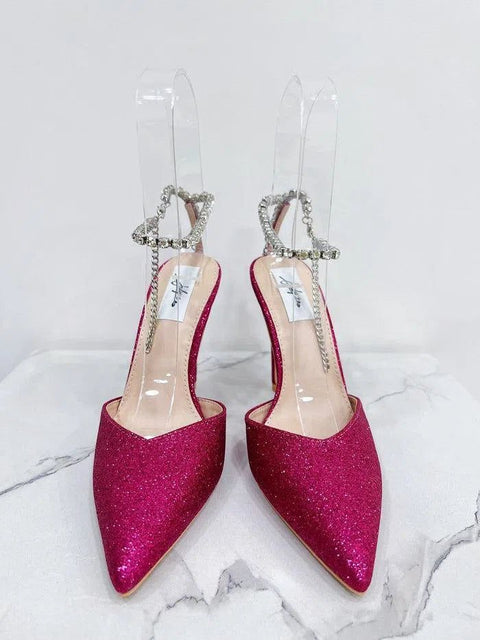 EDNA-Decolletè glitter con cinturina strass alla caviglia