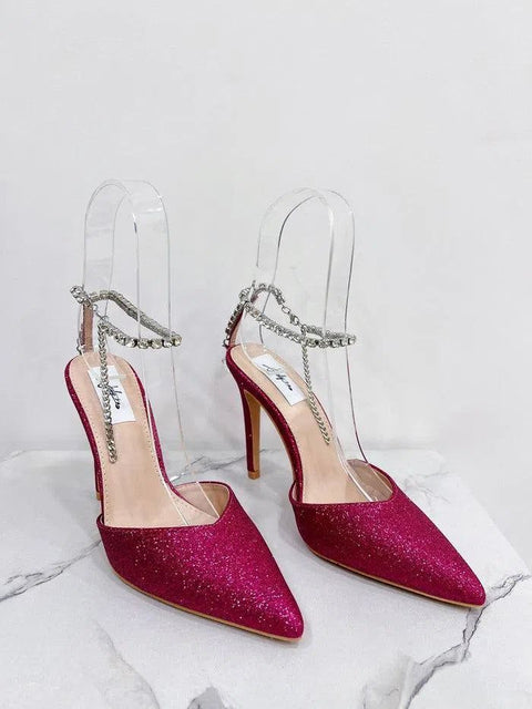 EDNA-Decolletè glitter con cinturina strass alla caviglia