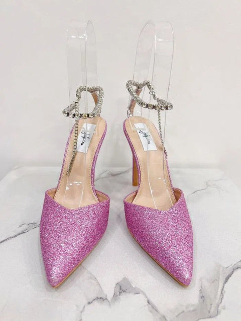 EDNA-Decolletè glitter con cinturina strass alla caviglia