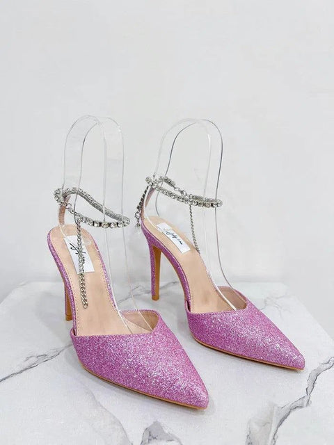 EDNA-Decolletè glitter con cinturina strass alla caviglia