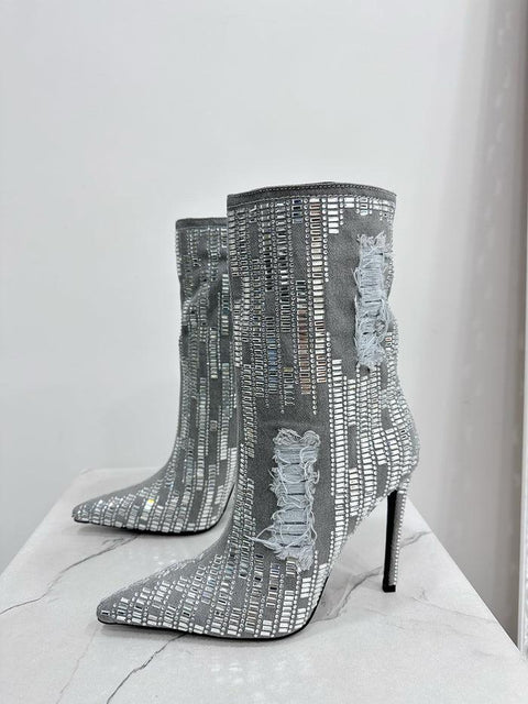 GEAT-Stivaletto denim con strass