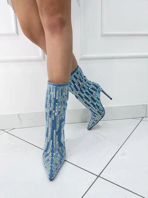 GEAT-Stivaletto denim con strass