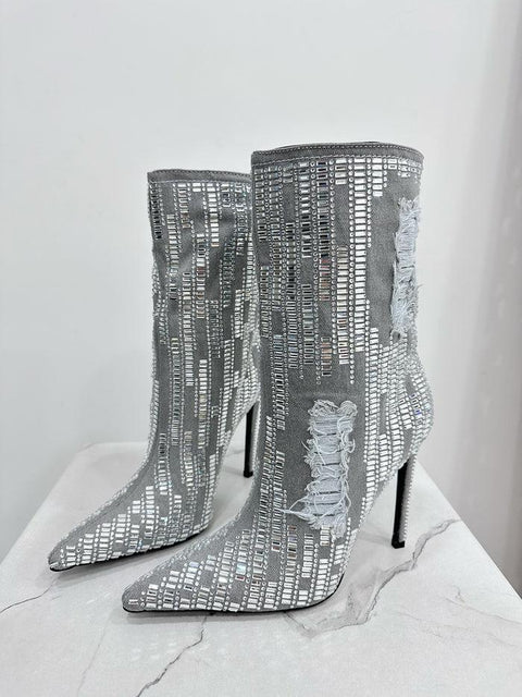 GEAT-Stivaletto denim con strass