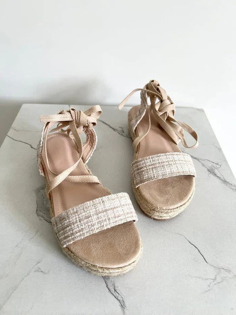 LIDIA-Espadrilles platform con lacci alla caviglia
