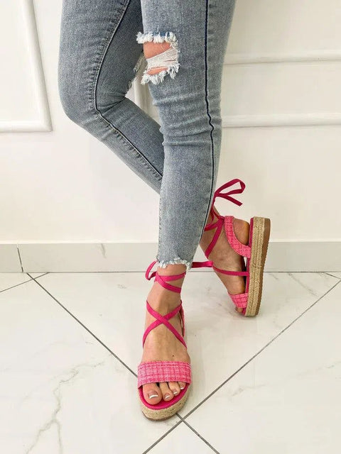 LIDIA-Espadrilles platform con lacci alla caviglia