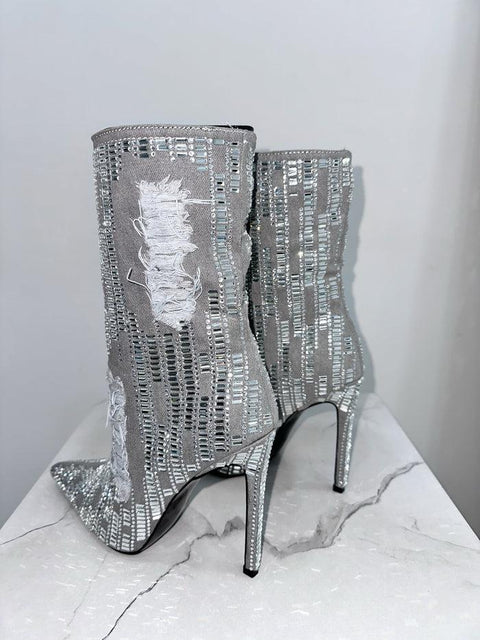 GEAT-Stivaletto denim con strass